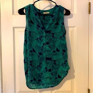41 Hawthorn Green/Blue Sleeveless Blouse with Buttons SZ XS